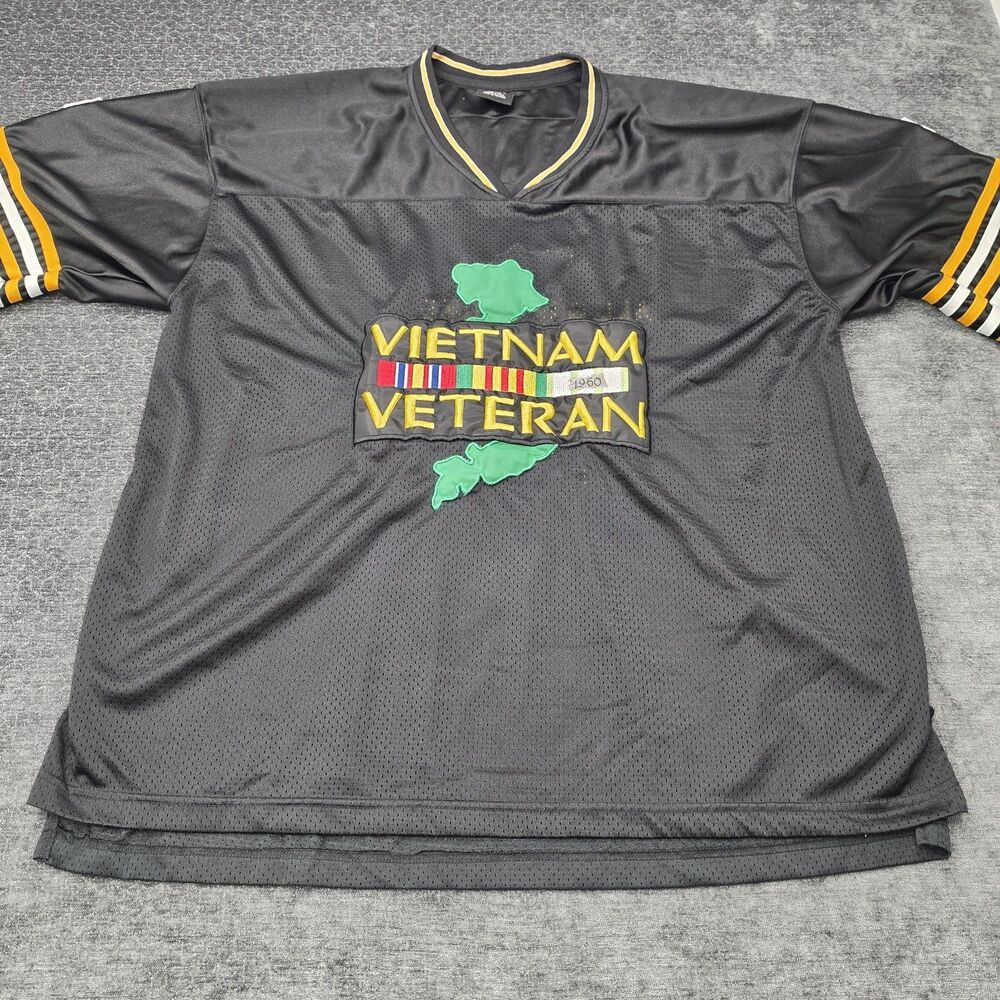Jersey Vietnam Veteran Patriotic Black Polyester T-Shirt XXXL Embroidered Patch